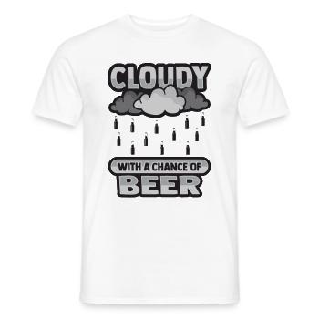 Nuageux avec une chance pour la conception de la bière - T-shirt homme - blanc - Devant - AI Model Male 178 dark (178cm)