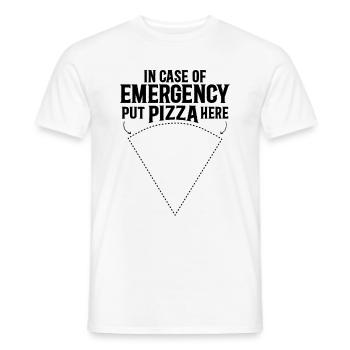 In case of emergency put pizza here design - Men's T-Shirt - white - Front - AI Model Male 178 dark (178cm)