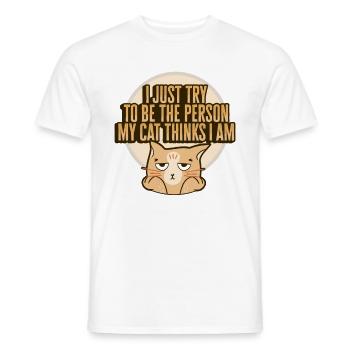 Conception de mème de chat pour une dame de chat - T-shirt homme - blanc - Devant - AI Model Male 178 dark (178cm)