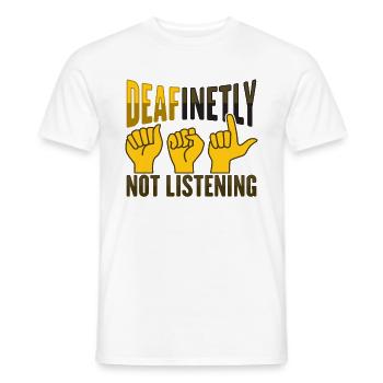 ASL Hand Gestures Deaf Hearing Loss Awareness - Men's T-Shirt - white - Front - AI Model Male 178 dark (178cm)