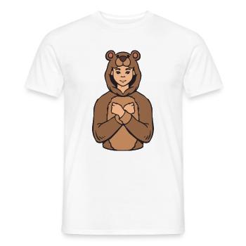 Bear Animal ASL Hand Gesture Sign Language Boy - Men's T-Shirt - white - Front - AI Model Male 178 dark (178cm)