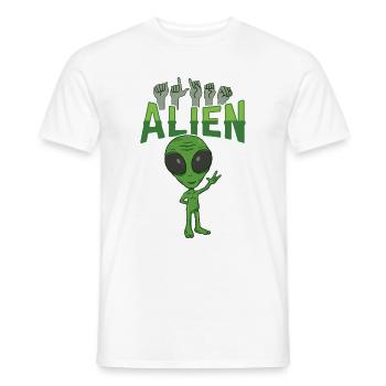 ILY Alien ASL Gebärdensprache - Männer T-Shirt - Weiß - Vorne - AI Model Male 178 dark (178cm)