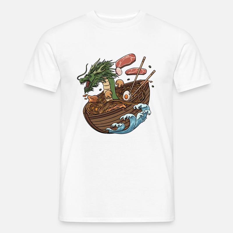 Ramen- und Drachenboot Design - Männer T-Shirt - Weiß