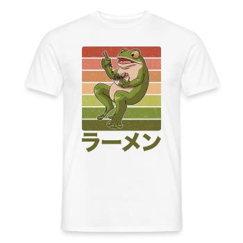La grenouille crapaud mange la conception de soupe ramen pour un - T-shirt homme - blanc - Devant - AI Model Male 178 dark (178cm)