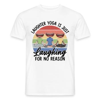 Lachmeditation Design für ein Lachyoga-Training - Männer T-Shirt - Weiß - Vorne - AI Model Male 178 dark (178cm)