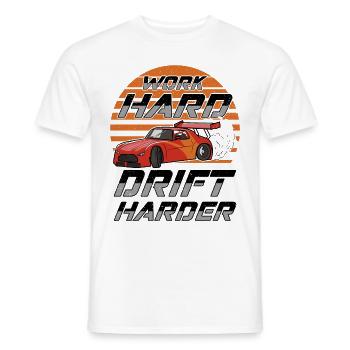 Work Hard Drift Harder JDM Car - Männer T-Shirt - Weiß - Vorne - AI Model Male 178 dark (178cm)