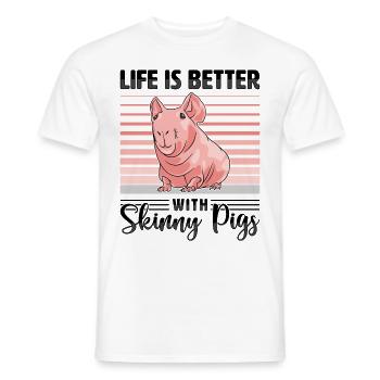 Cochon d’Inde sans poils Cochon maigre - T-shirt homme - blanc - Devant - AI Model Male 178 dark (178cm)