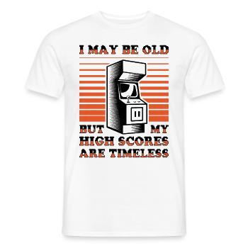 Video Players Retro Gamer Gaming Classic 80s - Men's T-Shirt - white - Front - AI Model Male 178 dark (178cm)