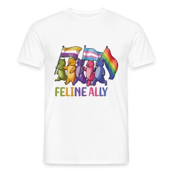 Feline Ally Cat Owner LGBTQ Rainbow Flag - Men's T-Shirt - white - Front - AI Model Male 178 dark (178cm)