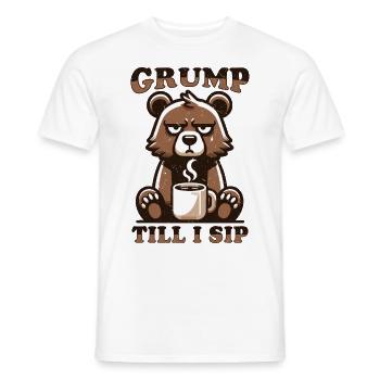 Grumpy bear with coffee - Men's T-Shirt - white - Front - AI Model Male 178 dark (178cm)