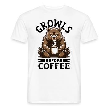 Grumpy bear with coffee - Men's T-Shirt - white - Front - AI Model Male 178 dark (178cm)