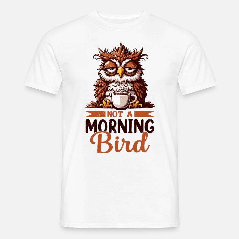 Grumpy owl with coffee - Men's T-shirt - white