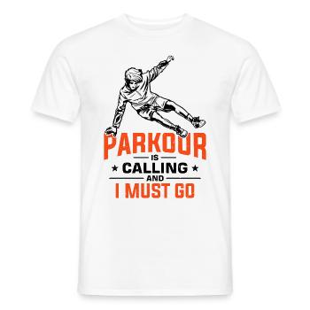 Funny parkour saying - Men's T-Shirt - white - Front - AI Model Male 178 dark (178cm)