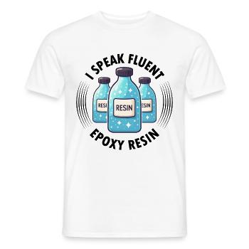 Funny epoxy resin saying - Men's T-Shirt - white - Front - AI Model Male 178 dark (178cm)
