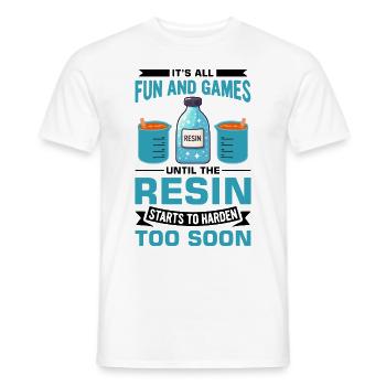 Funny epoxy resin saying - Men's T-Shirt - white - Front - AI Model Male 178 dark (178cm)