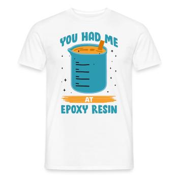 Funny epoxy resin saying - Men's T-Shirt - white - Front - AI Model Male 178 dark (178cm)