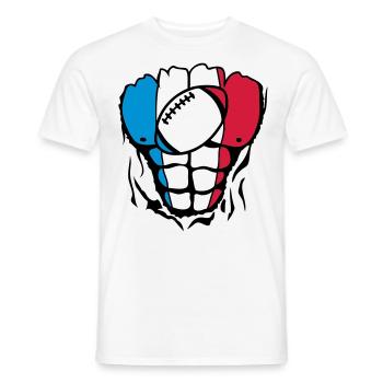 France flag rugby2 body muscle - Men's T-Shirt - white - Front - AI Model Male 178 dark (178cm)