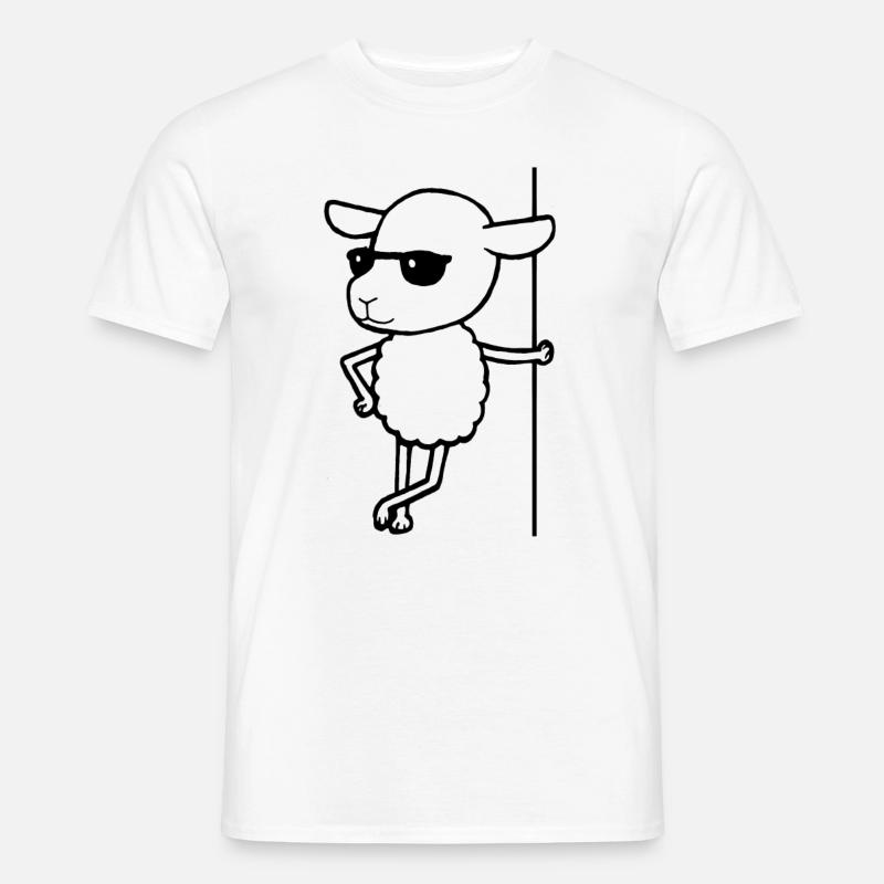 Schaf mit Sonnebrille Cooler Schafbock - Männer T-Shirt - Weiß
