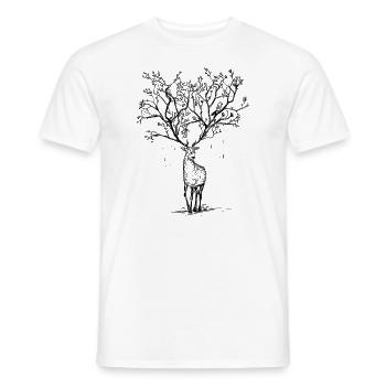 Hirsch Geweih Baum Illustration Wald Geschenk - Männer T-Shirt - Weiß - Vorne - AI Model Male 178 dark (178cm)
