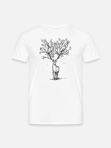 Deer antler tree illustration forest gift - Men's T-Shirt - white