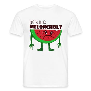 Melon melancholic word game Fruity gift - Men's T-Shirt - white - Front - AI Model Male 178 dark (178cm)