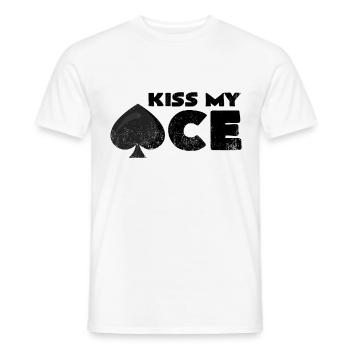 Kiss My Ace | Pikass Wortspiel Poker Ace Geschenk - Männer T-Shirt - Weiß - Vorne - AI Model Male 178 dark (178cm)