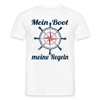 Captain Skipper - My boat my rules - Men's T-Shirt - white - Front - AI Model Male 178 dark (178cm)