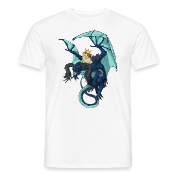 Big dragon with king cat - Men's T-Shirt - white - Front - AI Model Male 178 dark (178cm)