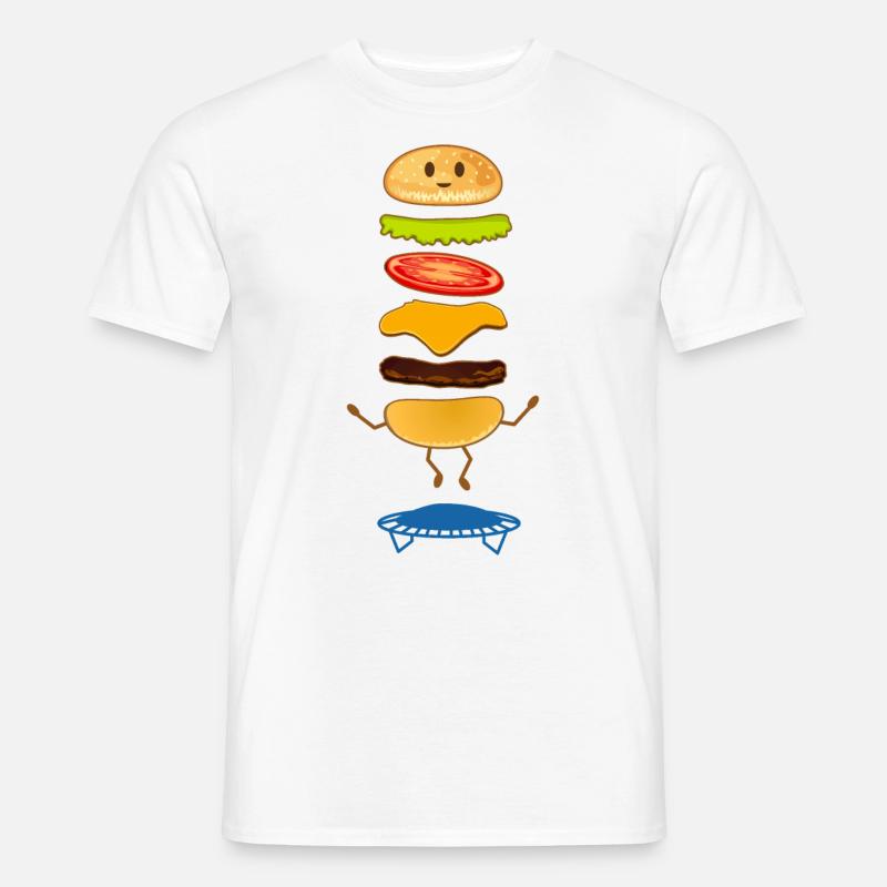 Springender Burger Fastfood Geschenkidee Geschenk - Männer T-Shirt - Weiß