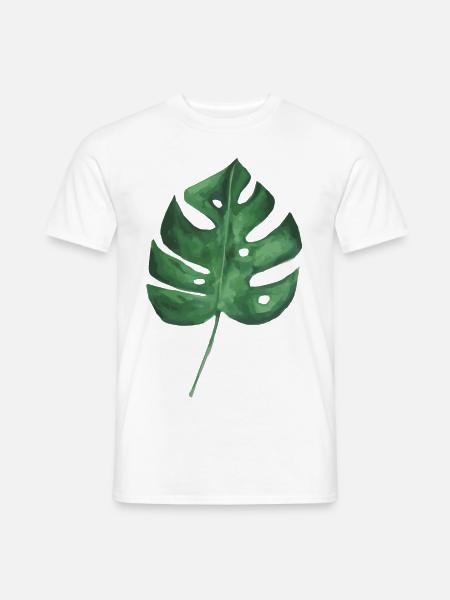 Großes grünes Blatt einer Monstera - Männer T-Shirt - Weiß