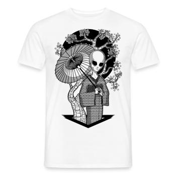 La geisha extraterrestre - T-shirt homme - blanc - Devant - AI Model Male 178 dark (178cm)