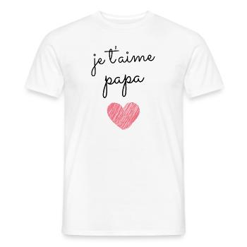 T Shirt je t'aime papa - T-shirt homme - blanc - Devant - AI Model Male 178 dark (178cm)