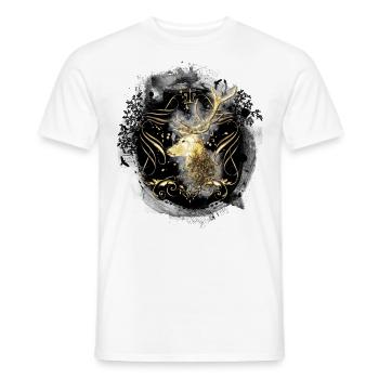 golden stag / king of the forest / costume / hunting - Men's T-Shirt - white - Front - AI Model Male 178 dark (178cm)