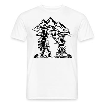 Motocross Vater und Tochter mit Landschaft - Männer T-Shirt - Weiß - Vorne - AI Model Male 178 dark (178cm)