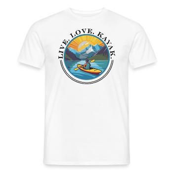 KAYAKS CANOE RAFTING BOAT Kayaking Adults-paddle - Men's T-Shirt - white - Front - AI Model Male 178 dark (178cm)