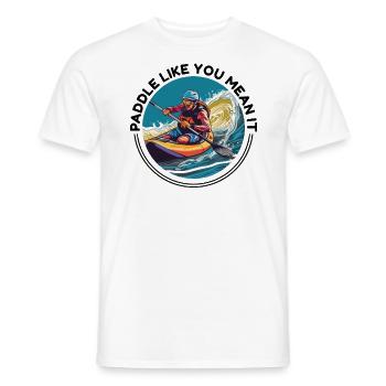 KAYAKS CANOE RAFTING BOAT Kayaking - Men's T-Shirt - white - Front - AI Model Male 178 dark (178cm)