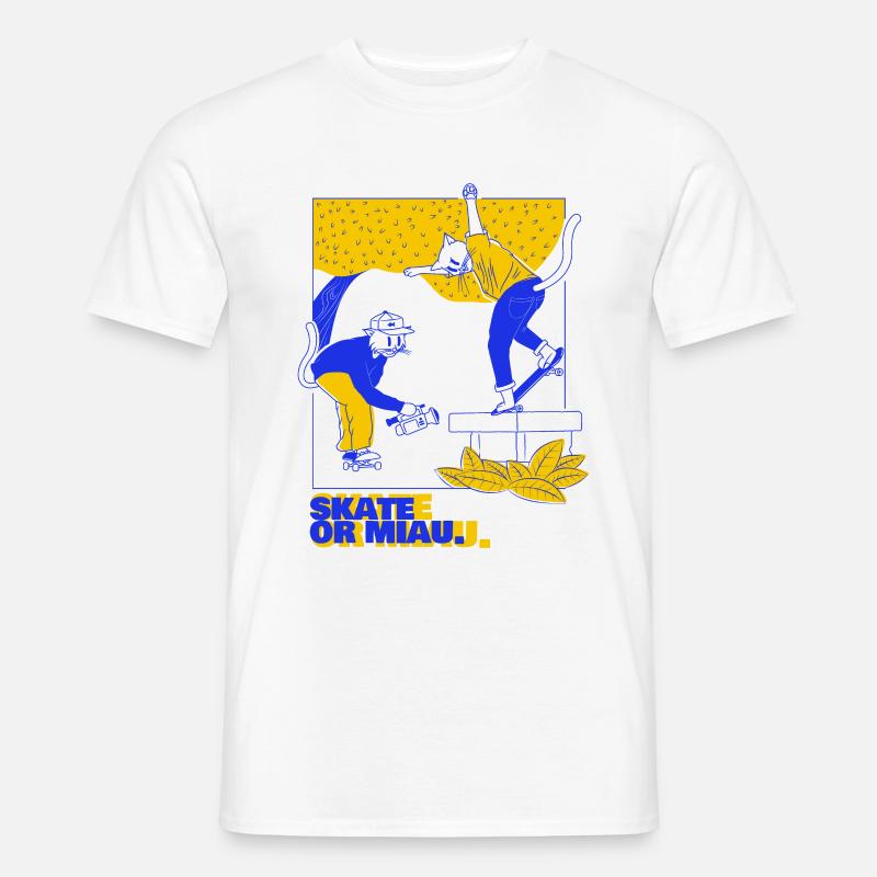Skaten oder Miauen - Männer T-Shirt - Weiß