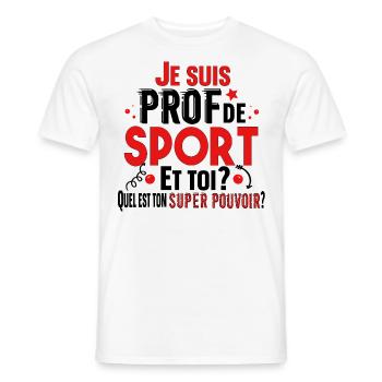 Prof de Sport Professeur Métier Cadeau Humour - T-shirt homme - blanc - Devant - AI Model Male 178 dark (178cm)
