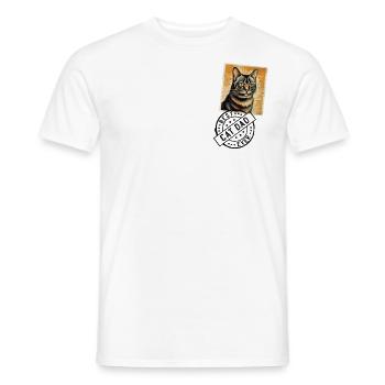 Chats, Papa, Chat, Timbre de chat, Papas de chat - T-shirt homme - blanc - Devant - AI Model Male 178 dark (178cm)