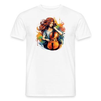 Violoncelliste musicien - T-shirt homme - blanc - Devant - AI Model Male 178 dark (178cm)