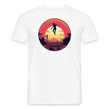 Jumping Fitness Workout Trampoline Hall Sports - Men's T-Shirt - white - Front - AI Model Male 178 dark (178cm)