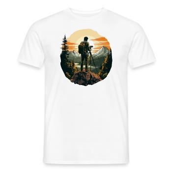 Appareil photo, Photographe de nature, Photographe animalier - T-shirt homme - blanc - Devant - AI Model Male 178 dark (178cm)