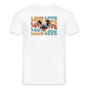 Minicamper Love Love Camping-Camper Microcamper - Men's T-Shirt - white - Front - AI Model Male 178 dark (178cm)