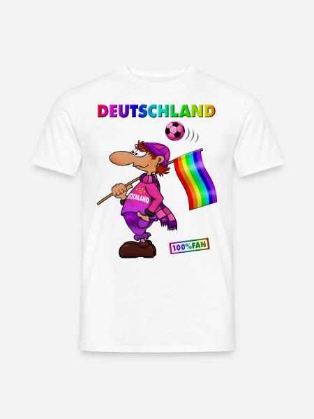 Fan Deutschland Vielfalt Pink-Violett & Regenbogen - Männer T-Shirt - Weiß
