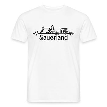 Sauerland Wohnwagen Camping wandern Herzschlag - Männer T-Shirt - Weiß - Vorne - AI Model Male 178 dark (178cm)