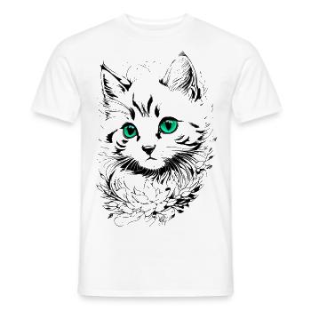 Kätzchen-Tattoo 🐾 2 - Männer T-Shirt - Weiß - Vorne - AI Model Male 178 dark (178cm)