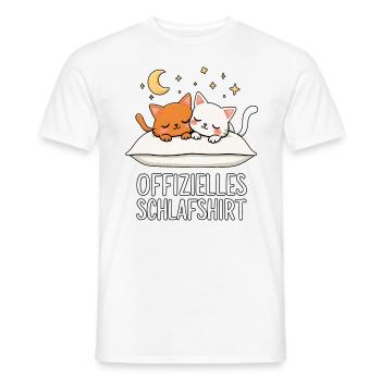 Official Sleep Shirt Cats Cat Couple - Men's T-Shirt - white - Front - AI Model Male 178 dark (178cm)