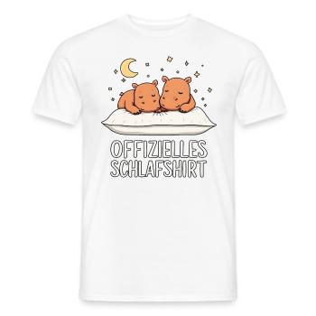 Official Hippo Pyjama Sleep Shirt Pair - Men's T-Shirt - white - Front - AI Model Male 178 dark (178cm)