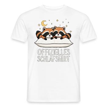 Official Sleeping Shirt Raccoon Raccoon Pair - Men's T-Shirt - white - Front - AI Model Male 178 dark (178cm)