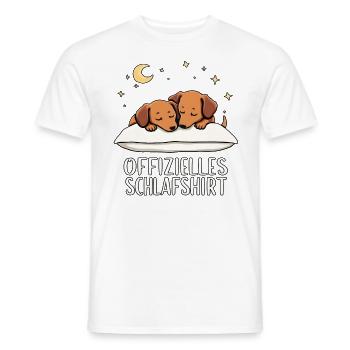 Official Sleeping Shirt Dachshund Pair - Men's T-Shirt - white - Front - AI Model Male 178 dark (178cm)